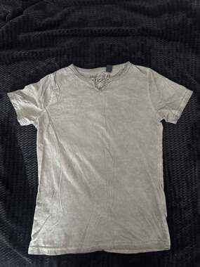 Y2K Indigo Star Graphic Print Short Sleeve Henley T-Shirt